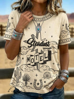 Vintage Art Print Casual Short Sleeve T-shirt