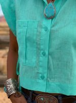 Women's Western Casual Side Tie Button Shirt