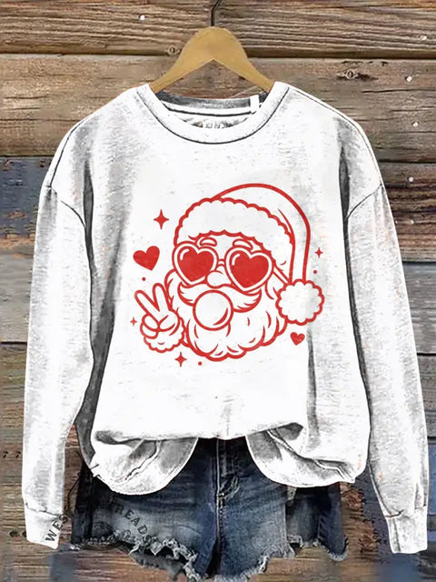Retro Santa Claus Casual Cotton Sweatshirt