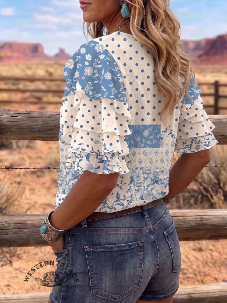 Vintage Art Print Summer Fabrics Casual Shirt