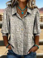 Vintage Floral Prints Casual Cotton Shirt