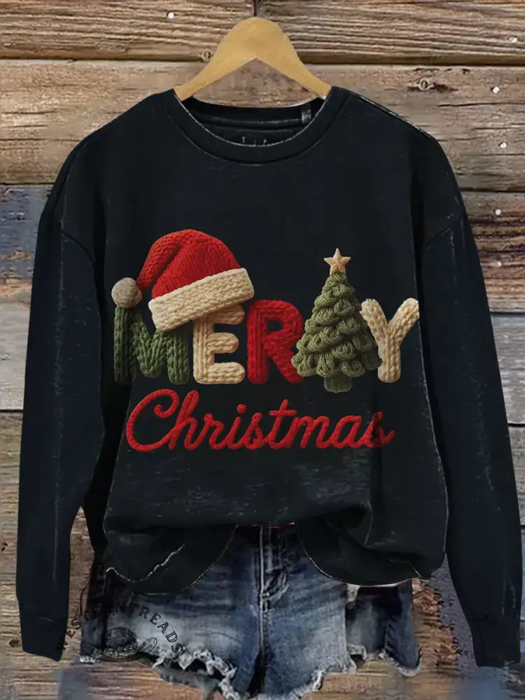 Merry Christmas Print Casual Sweatshirt
