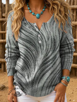 Vintage Art Print Casual Sweater