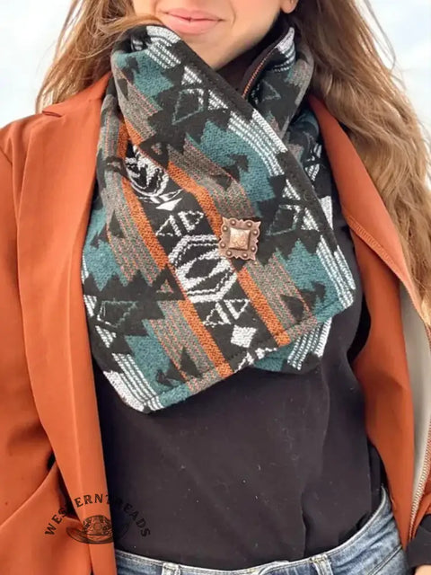 Western Cowboy Aztec Warm Neck Hood Scarf