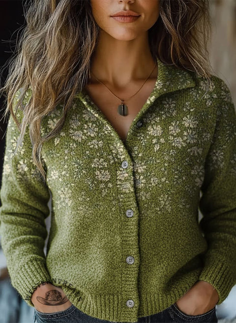 Casual Retro Floral Print Sweater Shirt