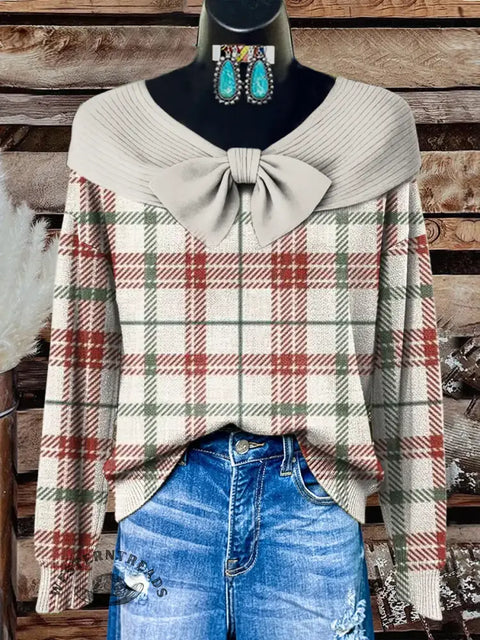 Retro Christmas Art Print Buttoned Cardigan Sweater