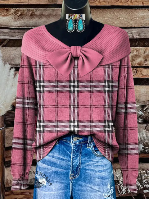 Retro Christmas Art Print Buttoned Cardigan Sweater