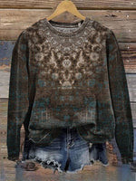 Vintage Print Casual Sweatshirt