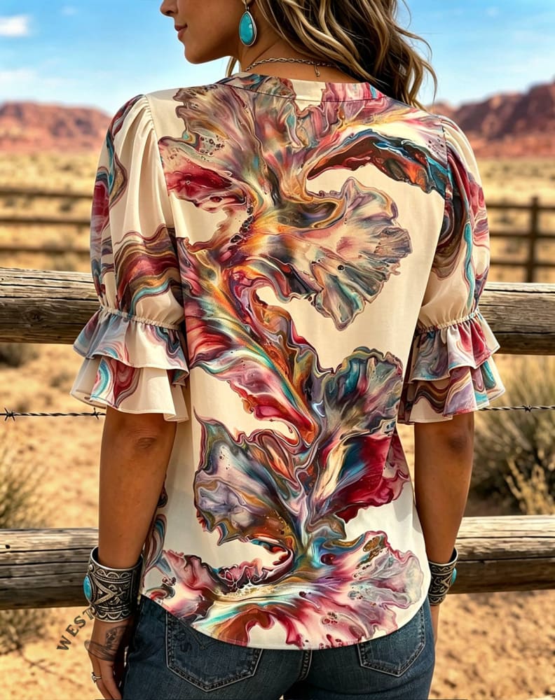 Vintage Art Print Comfortable Summer Fabrics Casual Shirt