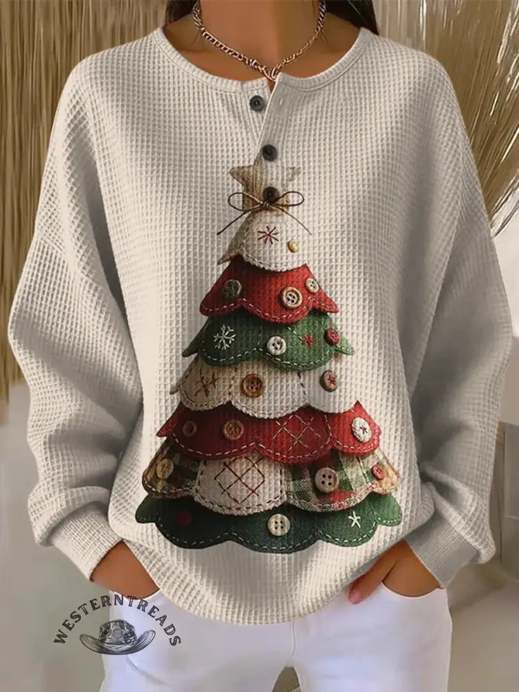 Women's Christmas Art Print Casual Top