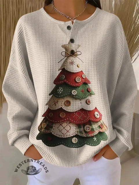 Women's Christmas Art Print Casual Top