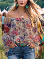 Women's Summer Sleeveless V Neck Ruffled Blouse