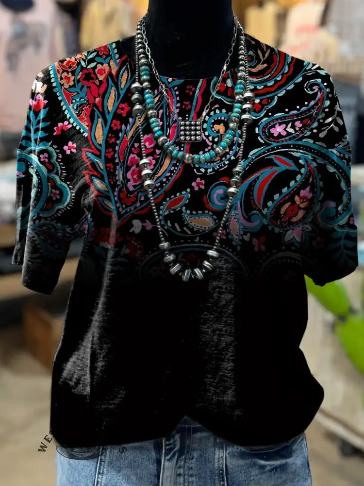 Retro Floral Art Print T-shirt