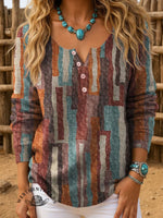 Vintage Art Print Casual Sweater