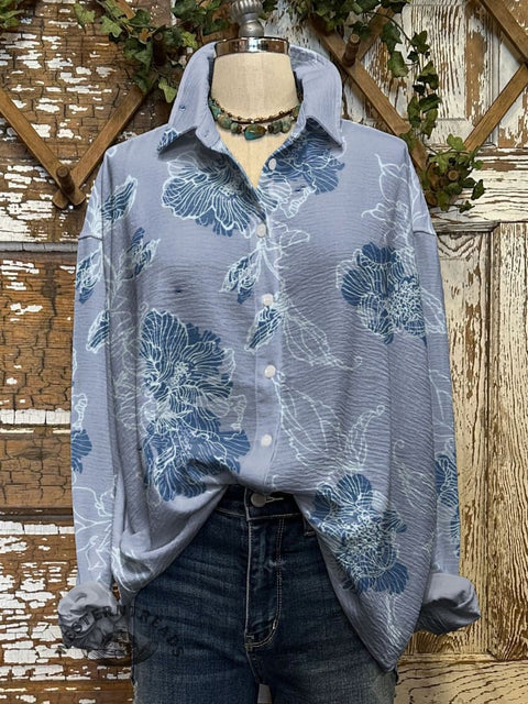 Women's Art Print Casual Cotton Shirt