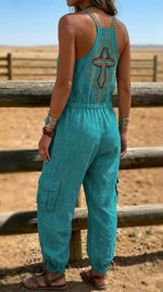 Women's Wild West Art Print Casual Jumpsuit