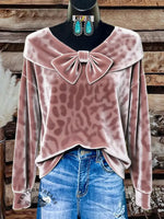 Women's Vintage Leopard Printed Casual Velvet Top