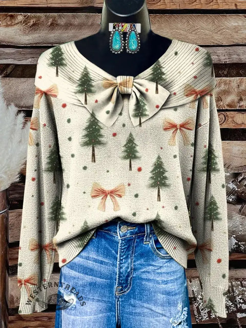 Christmas Art Pattern Print Buttoned Cardigan Sweater