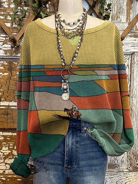 Western Cowboy Art Print Waffle Top