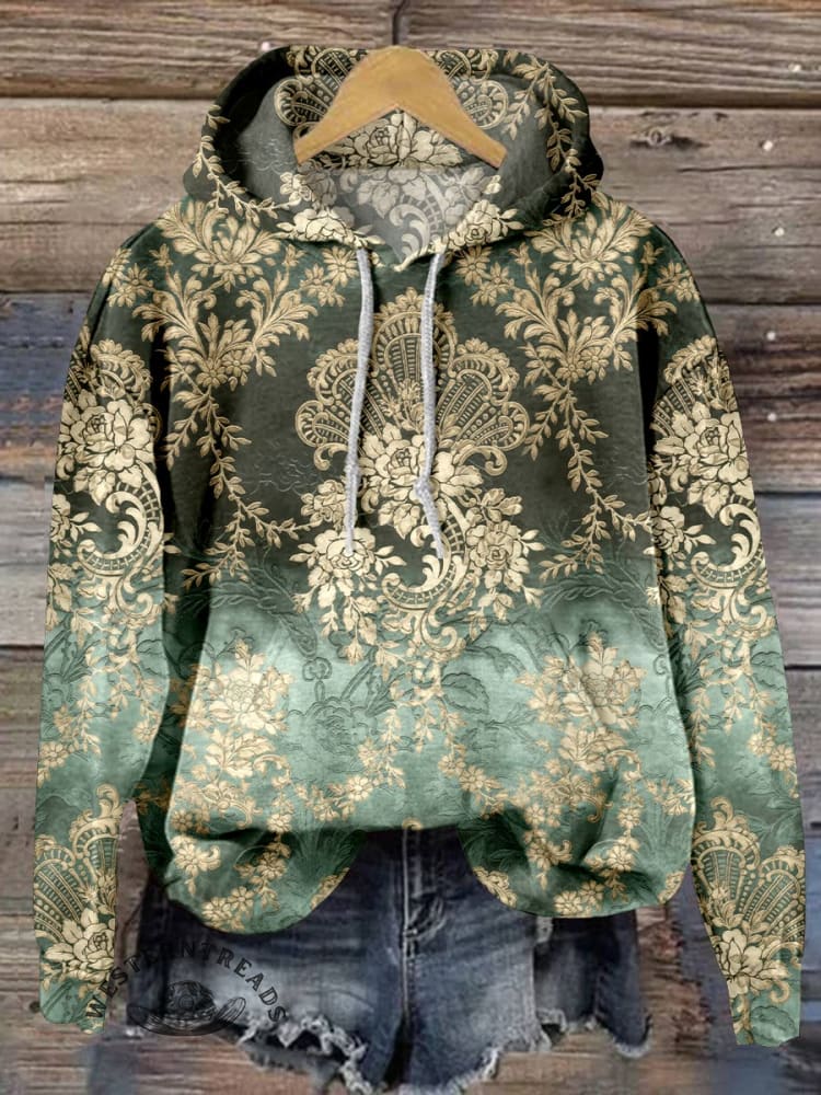 Vintage Print Casual Hoodie Sweatshirt