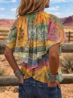 Vintage Floral Print Comfortable Summer Fabrics Casual Shirt