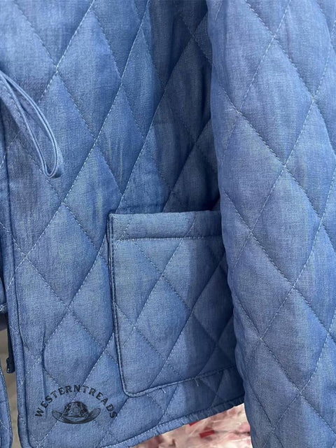 Collared Diamond-patterned Lightweight Jacket