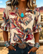 Vintage Art Print Comfortable Summer Fabrics Casual Shirt