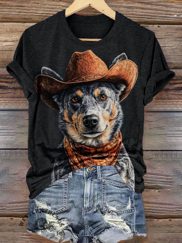 West Cowdog Art Print Casual T-shirt