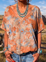 Women's Vintage Atr Print V-neck T-shirt