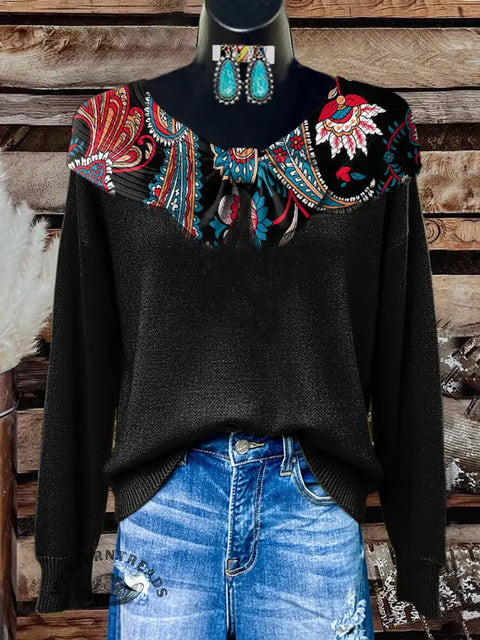 Women's Colorful Retro Paisley Print Casual Cotton Shirt