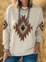 Cowboy Print Casual Cotton Sweatshirt