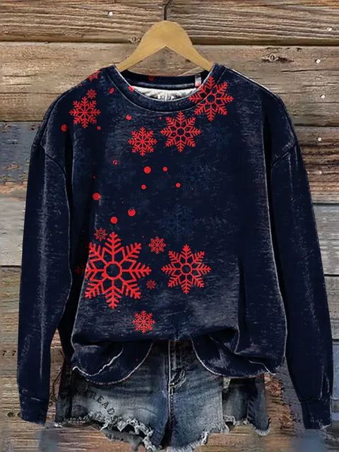 Retro Christmas Art Casual Cotton Sweatshirt