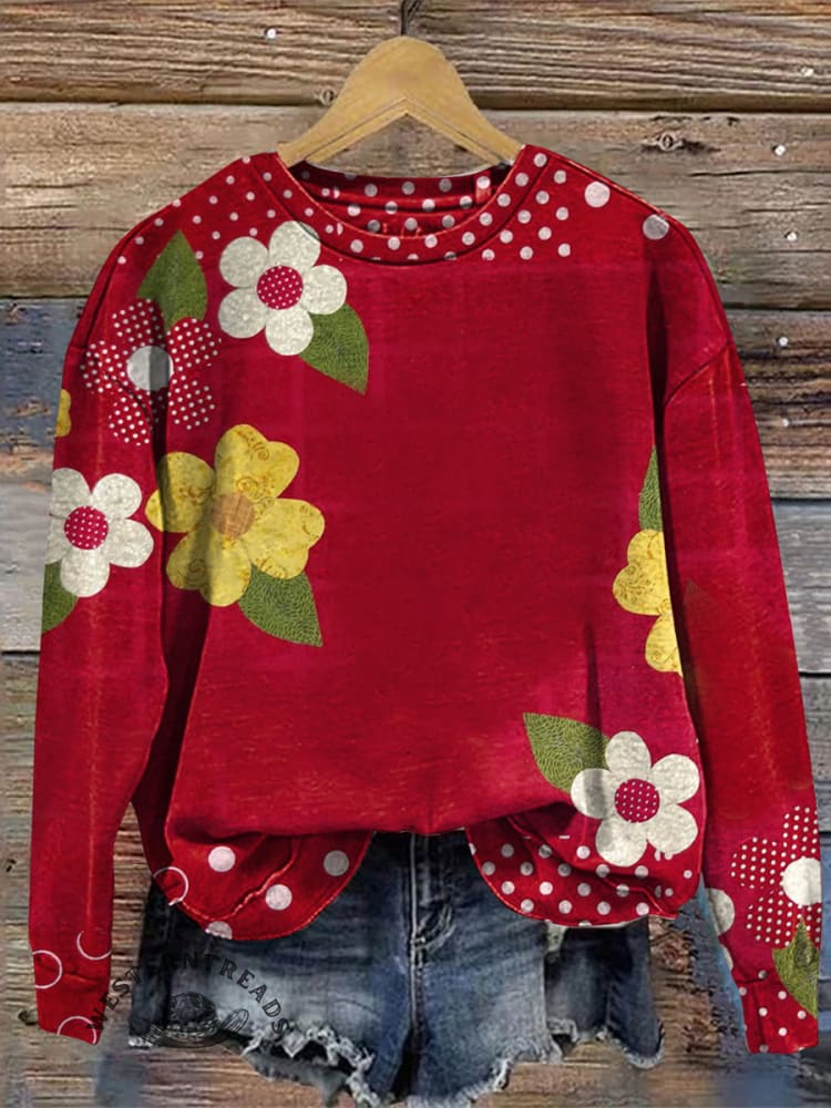Retro Christmas Casual Cotton Sweatshirt