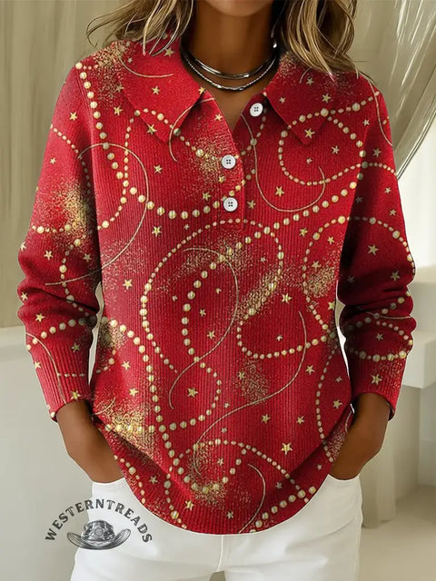 Women's Christmas Print Peter Pan Collar Pullover