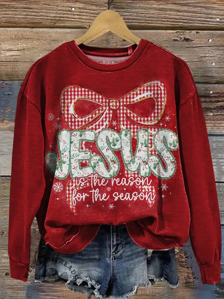 Jesus is The Reason For The Season Print Casual Sweatshirt