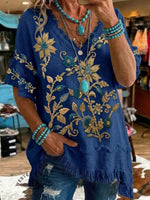 Vintage ArtPatchwork Cotton And Linen Shirt