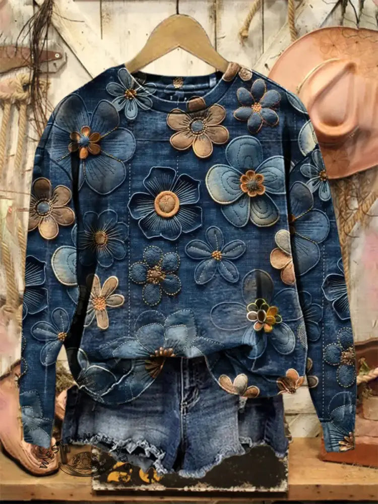 Vintage Art Print Casual Cotton Sweatshirt