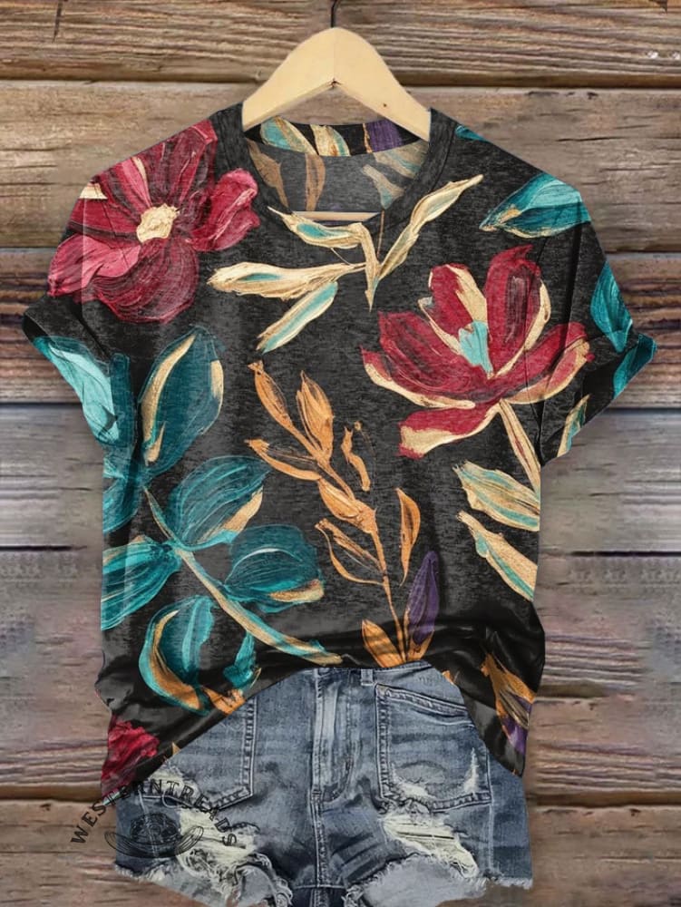 Vintage Flower Art Print T-shirt