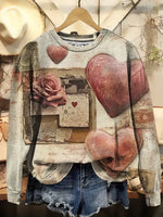 Vintage Valentine's Day Art Print Casual Sweatshirt