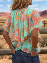 Vintage Floral Print Comfortable Summer Fabrics Casual Shirt