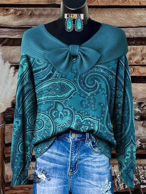 Paisley Art Print Casual Sweater