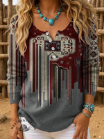 Retro Art Print Buttoned Cardigan Sweater