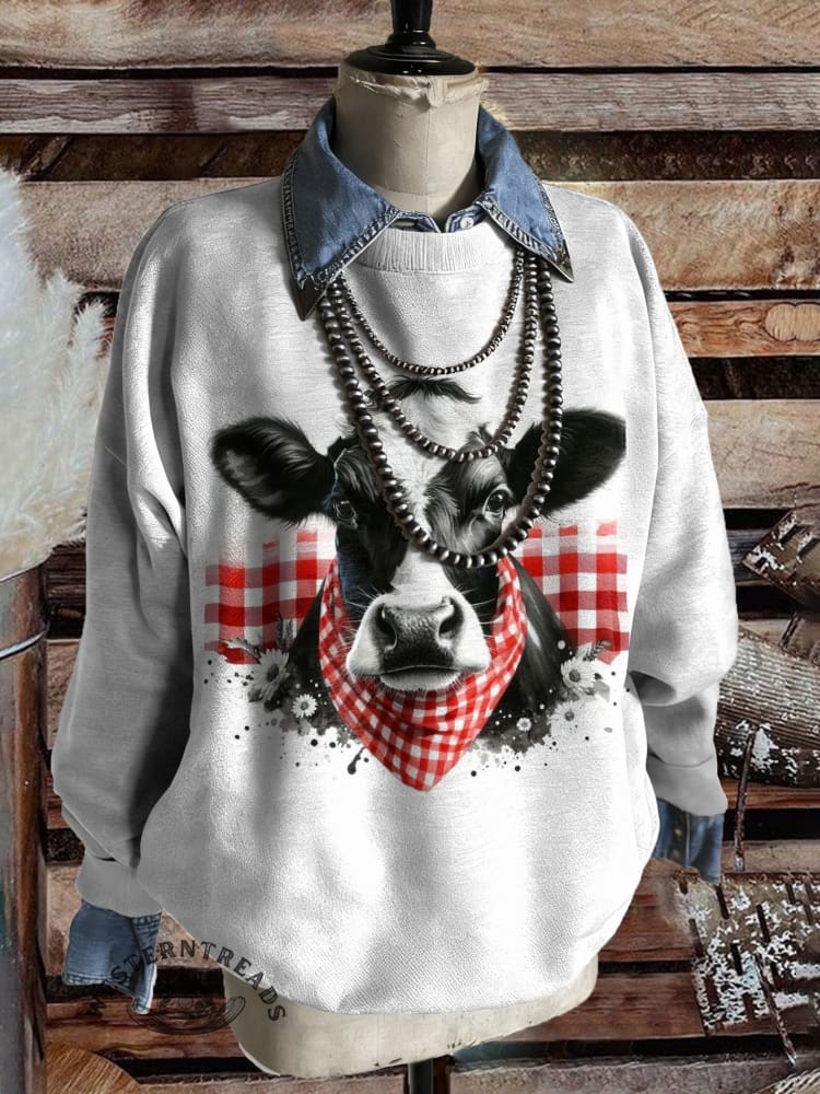 Vintage Farm Animals Art Print Casual Cotton Sweatshirt