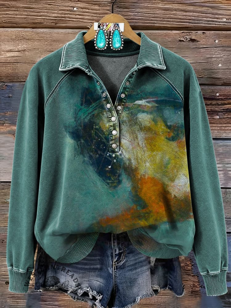 Vintage Aztec Art Print Casual Sweatshirt