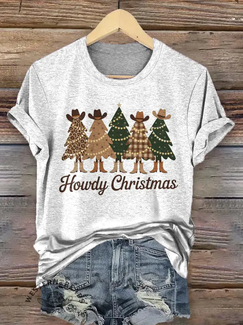 Western Cowboy Christmas Tree Art Print T-shirt