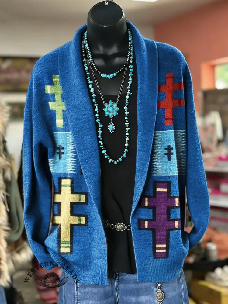 Women's Vintage Aztec Print Casual Sweater