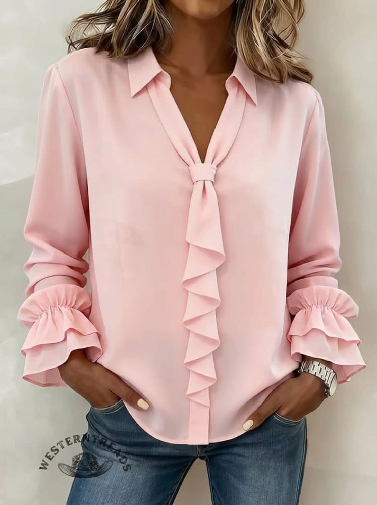 Women's Retro Ruffles Sleeve Casual Shirt