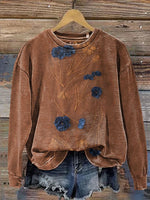 Vintage Flowers Art Prints Casual Cotton Sweatshirt