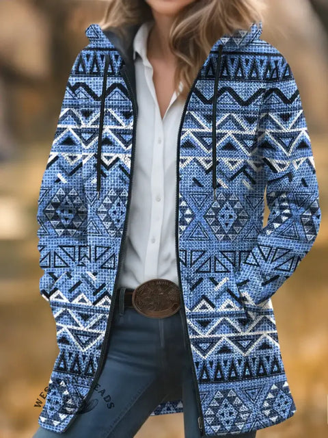 Aztec Unisex Plush Thick Long-Sleeved Cardigan Coat