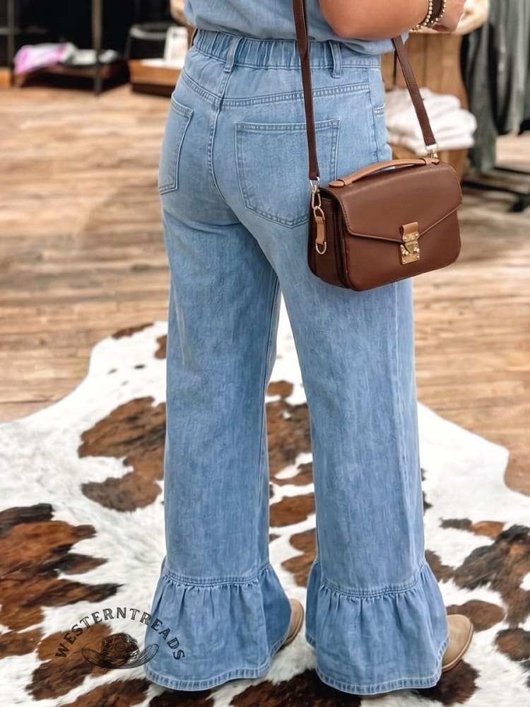 Vintage Art Western Patchwork Denim Jeans Pants